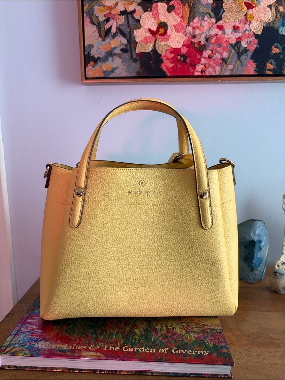 Nanette Lepore Yellow Top-Handle Tote with removable shoulder strap